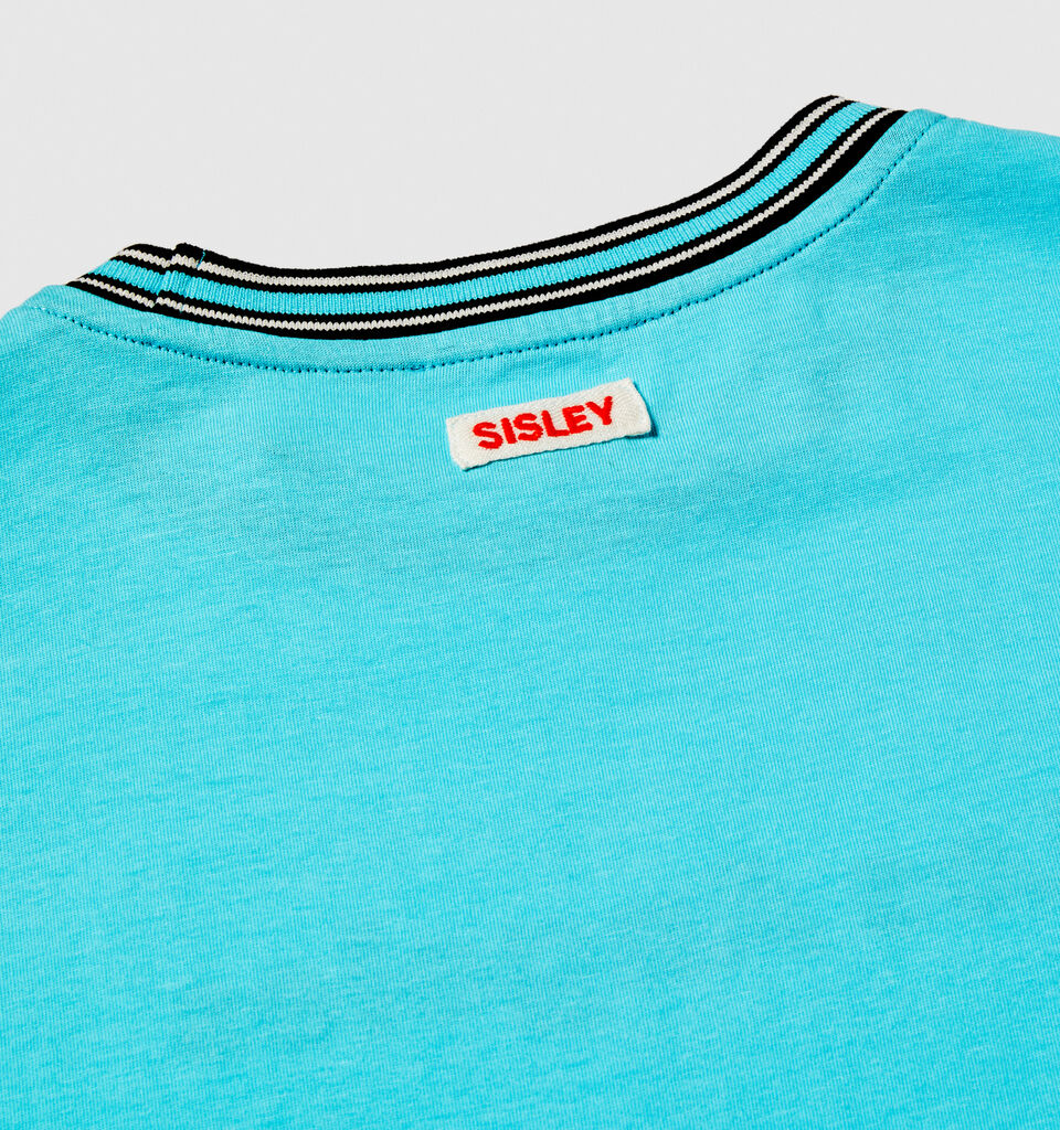 T-shirt with embroidered print - boys' short sleeve t-shirts - Bright Blue | Sisley Young image number 2